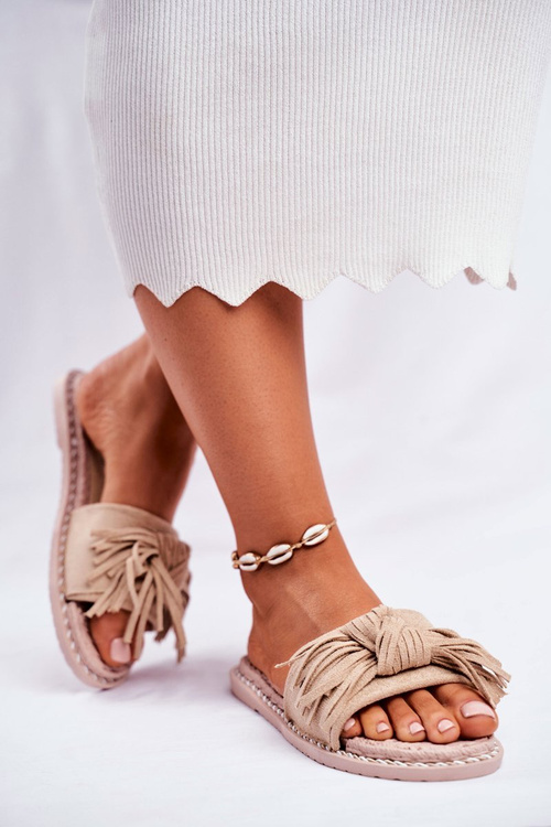 Women's Slides With Bow Beige Thailand