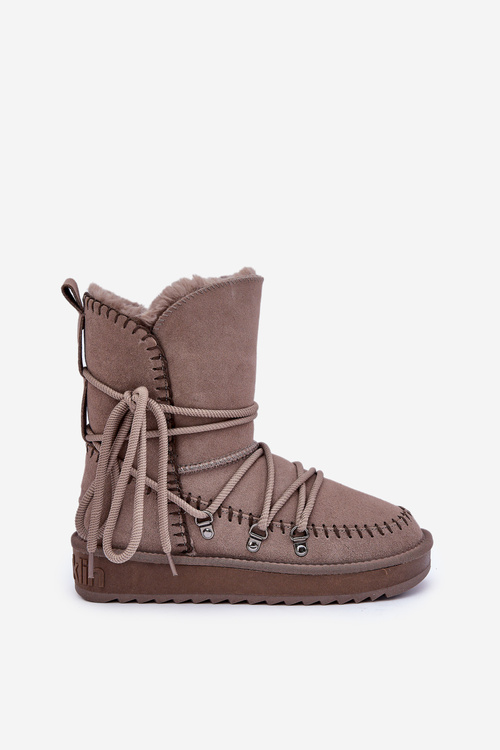 Women's Snow Boots Made Of Natural Suede D.Franklin DFSH375004 Taupe
