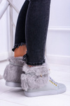Lu Boo Grey Boots with Natural Fur Gisele