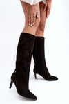 Women's Suede Boots On Heel Laura Messi 2694 Black