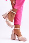 Fashionable Pumps On Massive Heels Beige Sandia