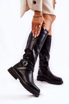 Women's Leather Boots With A Belt Black Liese