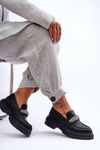 Decorated Massive Leather Moccasins Black Aricka