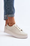 Buty Sportowe Sneakersy Damskie Skóra Failla Białe SP 020
