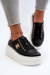 Black Women's Leather Platform Sneakers Pernalia