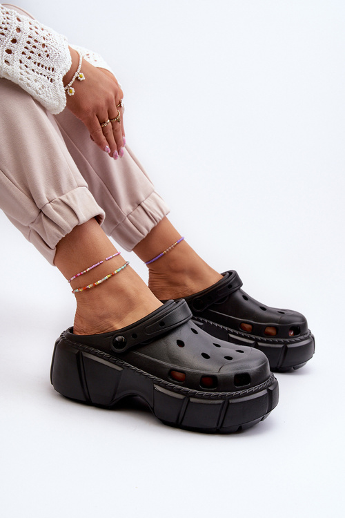 Damskie Klapki Piankowe Na Masywnej Podeszwie Czarne Witima