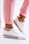 Women's Leather Sneakers White and Grey Mikayla