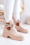 Leather Booties With A Cut Beige Karen