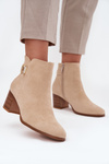 Insulated Women's ankle boots on heel with gold detail beige Renora