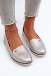 Women's Silver Flat Heel Loafers Enzla