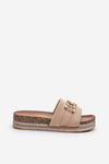 Women's Platform Slides with Decoration Beige Vapireta