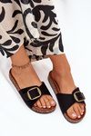 Women's Sandals With Buckle On Cork Platform Black Zavira