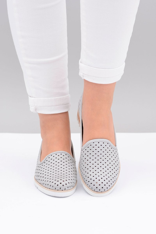 Leather Grey Polish Ballerina Lords Gabi