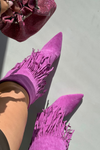 Women's High Heel Boots with Fringes Purple Isalune