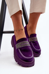 Women's Velvet Moccasins with Decoration Purple Wendreda