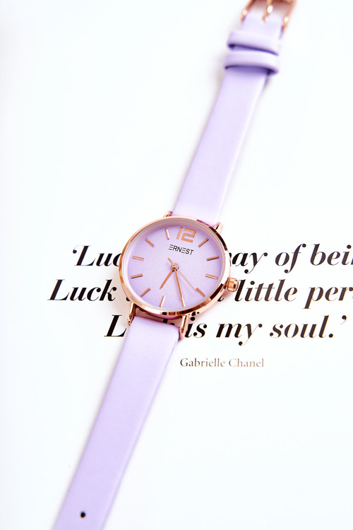 Watch On A Leather Strap Nickel Free ERNEST Light violet
