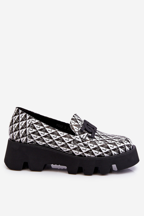 Loafers On A Massive Platform Laura Messi 2601 Black And White