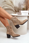 Boots With Perforated Shaft On Heel Eco Suede Beige Nevishiia