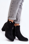Black Suede Women's Ankle Boots with Block Heel Selela