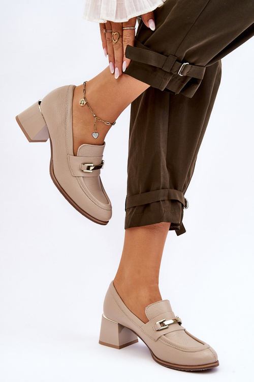 Comfortable Leather Pumps Beige Damira