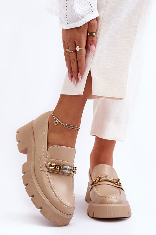 Classic Moccasins On Massive Platform Beige Catch Me!