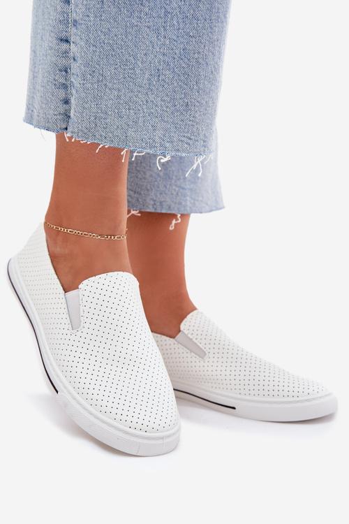 Slip On Eco Leather Women's Sneakers Sneakers With Text White Zalinne