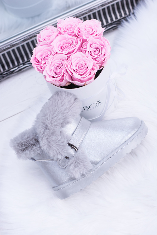 Children's Insulated Snow Boots With Fur Silver JellyBeans