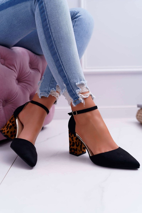 Women's Leopard Print Stiletto pumps Black Ferri