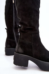 Women's Suede Ankle Boots Above the Knee Lemar Black Malayah