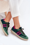 Zazoo N1068 Suede Low Sneakers Women Dark Green