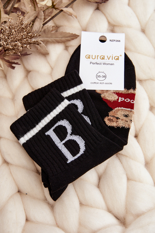 Women's Socks with Bear Black