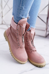 Lu Boo Women's Suede Timbers Powder Pink Trappers Zippers Nancy