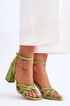 Classic Suede Heel Sandals Green Bernett