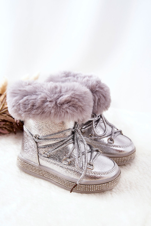 Dziecięce Śniegowce Z Futerkiem Srebrne Grandis