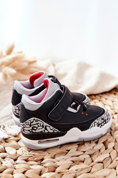 Dziecięce Sportowe Buty Czarno-Czerwone Linen
