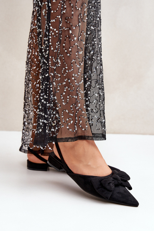 Ballet Flats With Pointed Toes And Bow Black Lotiara