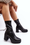 Women's Leather Boots on Heel GOE MM2N4047 Black