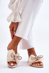 Women's Slippers With Bow And Rhinestones Beige Jolene