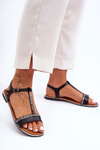 Women's Sandals with Rhinestones Black Penna