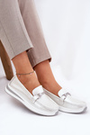 Leather Women's Moccasins With Decoration D&A LR51-966 Silver