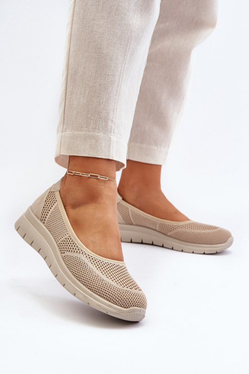 Beige Platform Ballet Flats and Wedges Aviaba