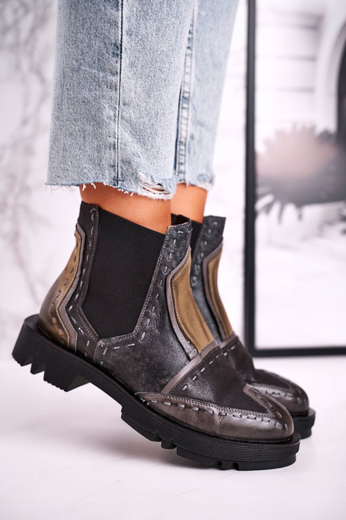 Women’s Boots Maciejka Leather elastic-sides Grey 04634-03