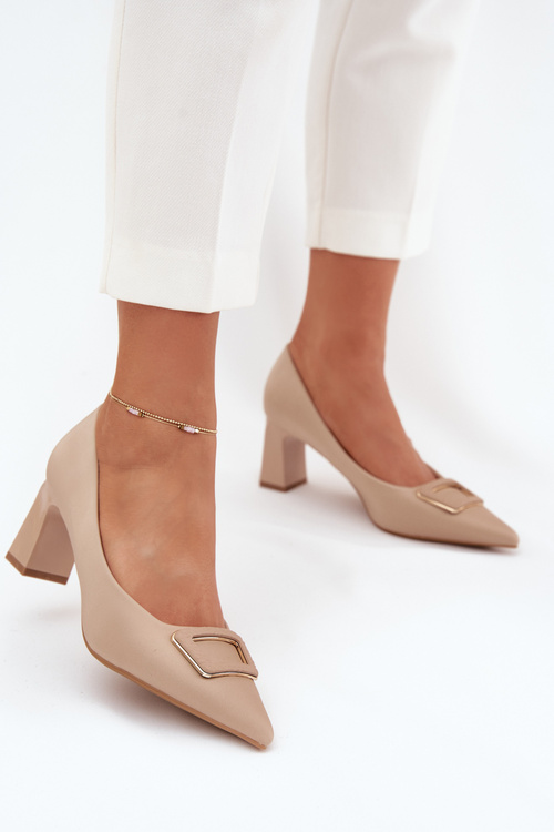 Heels With Decorative Buckle Nude Seriva