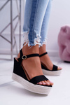 Ladies' Platform Platform Sandals Linen Black Liviana