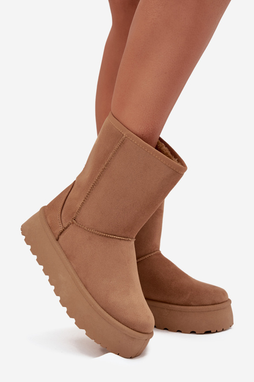 Women's Insulated Snow Boots with Fur Camel Abrams