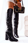 Snakeskin Pattern Stiletto Boots Black Renesa