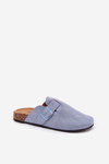 Womens clogs and on cork platform with buckle blue Klarae
