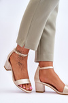 Satin Low Heel Sandals Beige Juliet