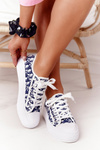 Women's Logged Sneakers White-Dark Blue Daphne