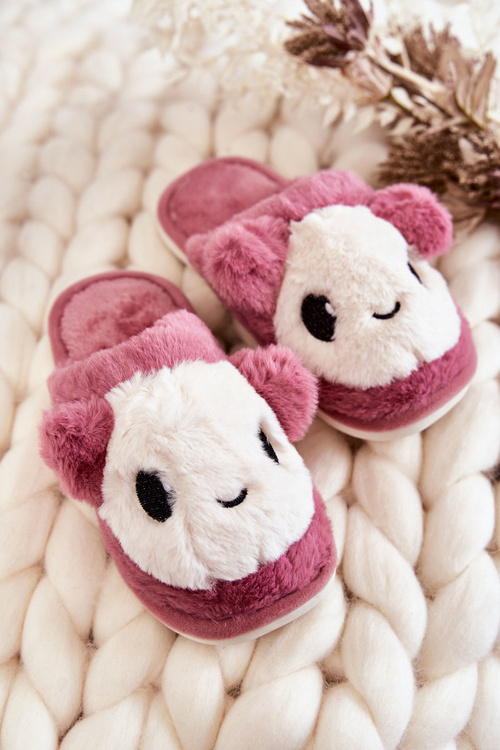 Papcie Dziecięce Futrzane Wsuwane Różowe Alize